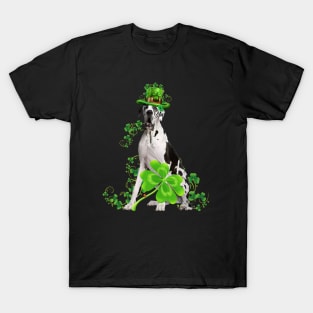 Lucky Great Dane Dog Shamrock St Patrick's Day T-Shirt